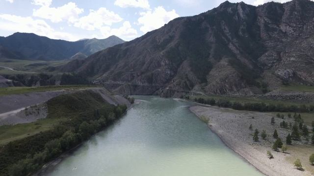 Чуйский тракт, река Катунь и слияние Катуни и Чуи смотреть онлайн