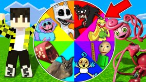 Нашёл колесо фортуны ШЛЁПА ПОЕЗД ПОЖИРАТЕЛЬ БАЛДИ КИЛЛИ ВИЛЛИ МОПС ГУСЕНИЦА КРОЛИК БОНЗО в майнкрафт