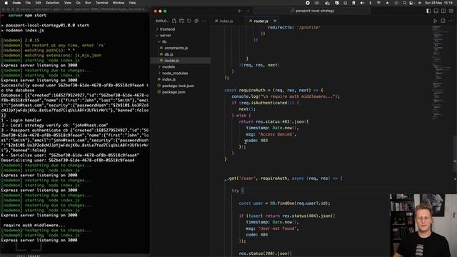 29 - Node.js API + Passport - Local Authentication Strategy - Writing custom requireAuth middleware смотреть онлайн