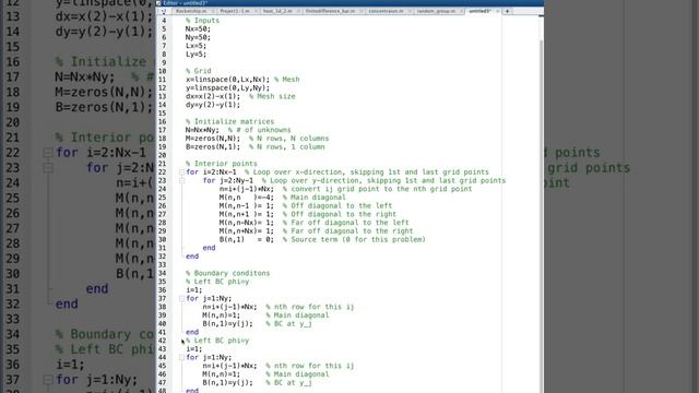 Elliptic PDE - FiniteDifference - Part 3 - MATLAB code смотреть онлайн
