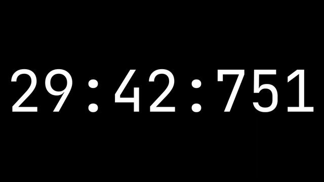 Countdown timer 59 minutes, 58 seconds [59:58:000] - White on black with milliseconds смотреть онлайн