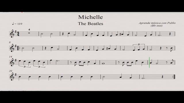 MICHELLE: Bb inst (clarinete, trompeta, saxo soprano/tenor) (partitura con playback) смотреть онлайн