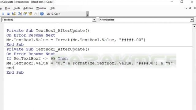 Textbox Percentage format Excel VBA смотреть онлайн