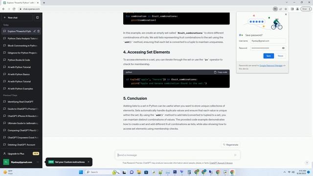 python add list to set смотреть онлайн