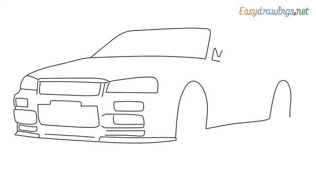 How to draw fast and furious movie racing cars Nissan Skyline GTR r34 Step by Step for Beginners смотреть онлайн