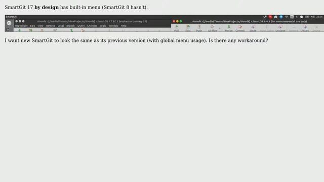 Global menu support in SmartGit 17 смотреть онлайн
