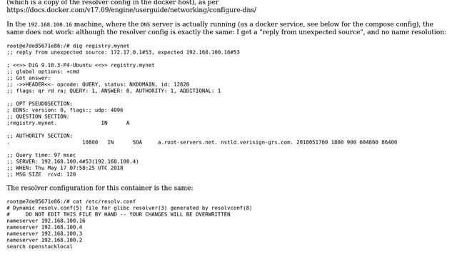 "reply from unexpected source" when DNS server is running as docker container in the docker host смотреть онлайн