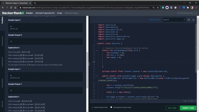 HackerRank Minimum Swaps 2 - JAVA SOLUTION смотреть онлайн