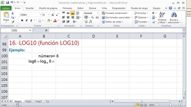 Excel funcion log10 (logaritmo de un número en base 10) смотреть онлайн
