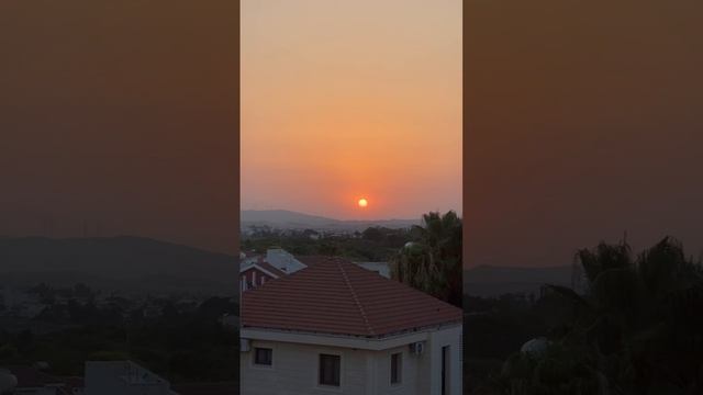 Кипр, Ларнака, красивый закат, дома, вечер,  пальмы