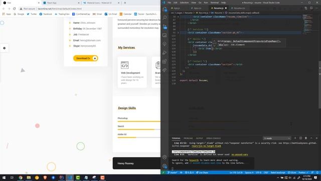 REACT JS Portfolio part 11 - Resume Page (services+skills) смотреть онлайн