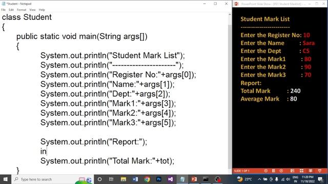 Student Mark list Using Args | Java Programming Language | OOPS | Professor Bharathidasan смотреть онлайн