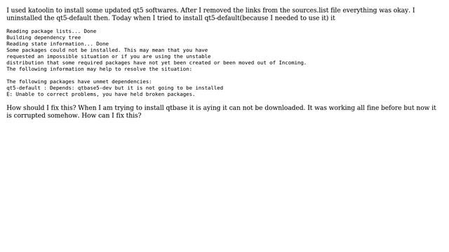 Unix & Linux: Why I can not install qt5-default on raspbian buster? смотреть онлайн