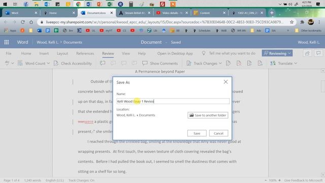 Track Changes in MS Word Online-365 смотреть онлайн