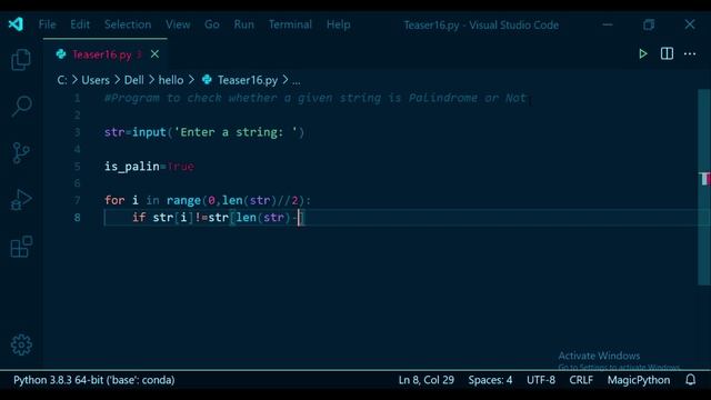 16. String is a Palindrome or Not | Python Programming | JAcademy смотреть онлайн