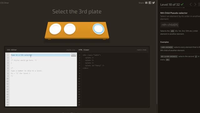 CSS Diner - Full Game - All Levels (1-32) - Explanation смотреть онлайн