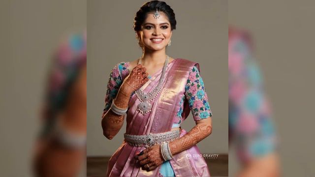 Lavender saree with contrast blouse designs смотреть онлайн