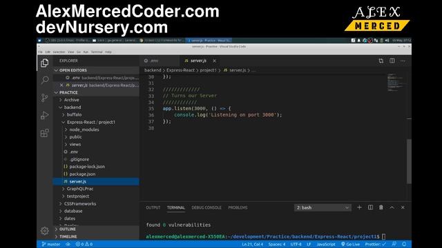 AM Coder - Full Stack with Express and Express-React-Views - Environment Variables (dotenv) смотреть онлайн