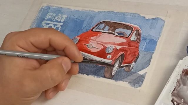 Fiat Nuova 500 - Watercolor Speedpaint смотреть онлайн