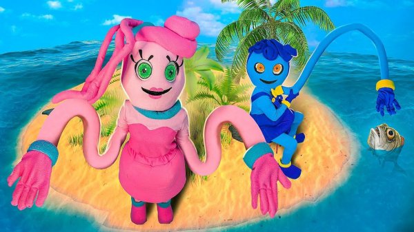 Types of villains on Holliday! Mommy long legs on a desert island!