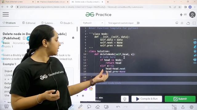 Delete node in doubly linked list | School Practice Problem | GeeksforGeeks School смотреть онлайн