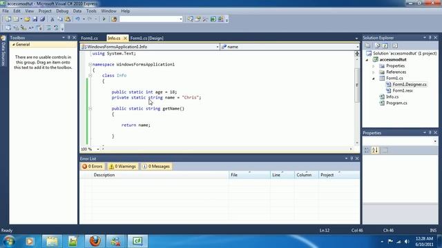 C# Tutorial #9: Public, Private, and Static смотреть онлайн