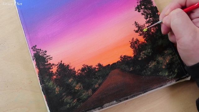 Driving in the countryside / Acrylic painting for beginners / PaintingTutorial смотреть онлайн