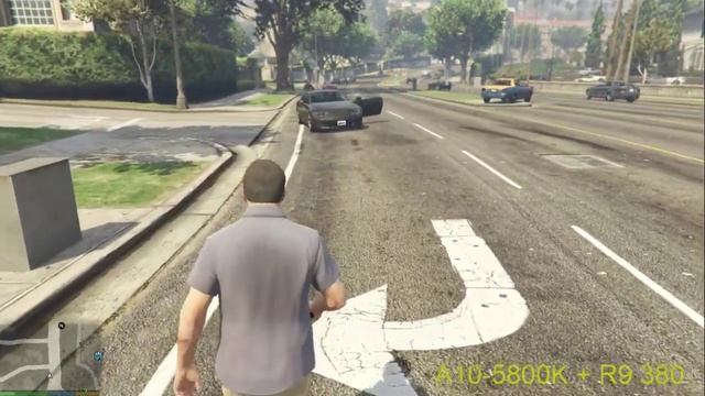GTA 5 CPU A10-5800K + R9 380 MAX SETTING FPS 60 смотреть онлайн