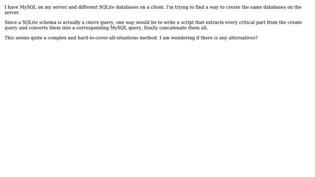 Databases: How can I create a MySQL database based on a SQLite schema? смотреть онлайн
