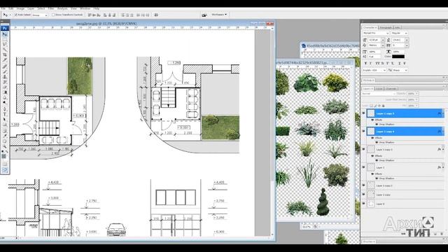 Рабочий процесс (доработка чертежа в Photoshop) смотреть онлайн