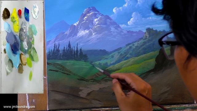Tutorial : Acrylic Landscape Painting / Rushing River On The Valley / JMLisondra