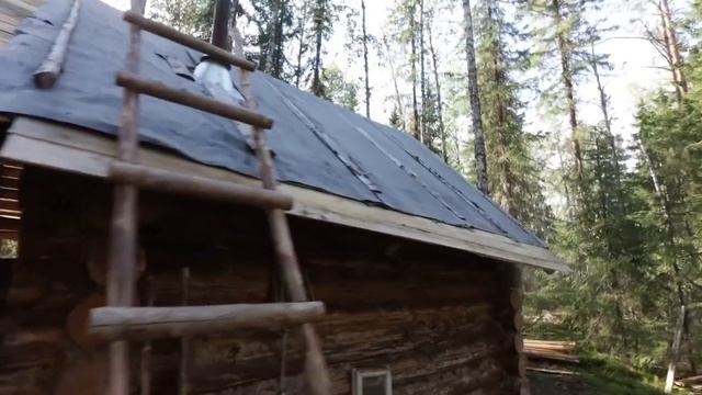 Лесная изба. Крыша навеса. Строительные работы. Рыбалка. Добрые походы. смотреть онлайн