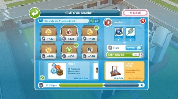 The Sims Freeplay - Concrete Urn Fountain (Simtown Market)