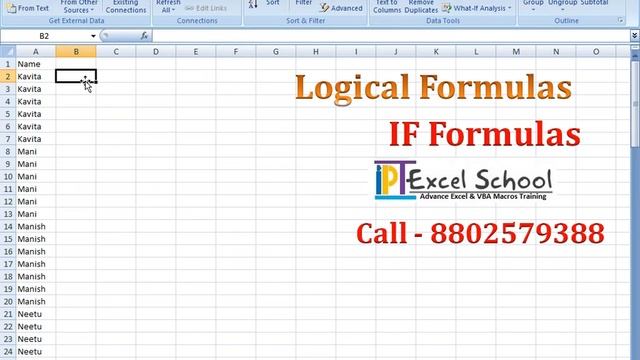 Advanced Excel Training With Sujeet Kumar(Logical Formulas If Formulas)