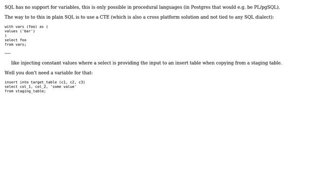How to use a postgres variable in the select clause? (2 Solutions!!) смотреть онлайн