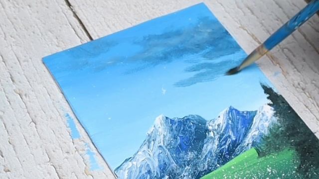 How to draw mountain scenery | Easy acrylic painting for beginners | Landscape painting tutorial смотреть онлайн