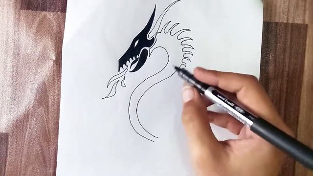 How to draw a dragon tattoo || Tribal Dragon Tattoo Design смотреть онлайн