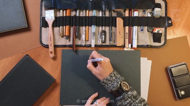 Белым по черному. Инструменты для рисования на черном листе от Татьяны Глущенко смотреть онлайн