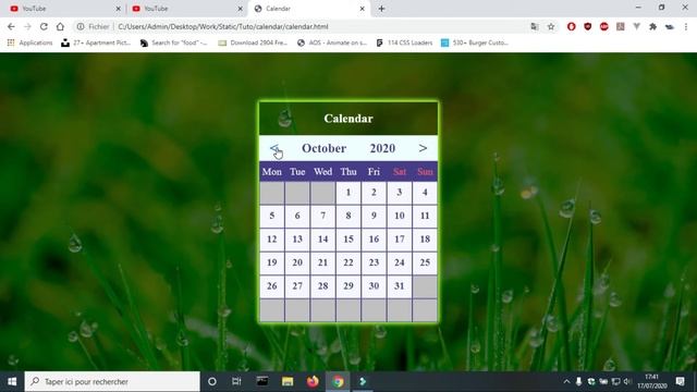 Calendar (CSS and JS) смотреть онлайн