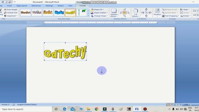 How To Use WordArt In Ms-Word @GdTechy  WordArt In Ms Word & Formatting Of Word Art Part-1