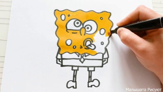 Рисуем Спанч Боба легко и просто Малышата Рисуют #140 смотреть онлайн
