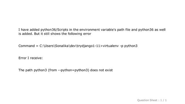 Django : "The path python3 (from --python=python3) does not exist" error смотреть онлайн