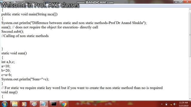 Java Lecture 06 Difference between static and non static methods in java final смотреть онлайн
