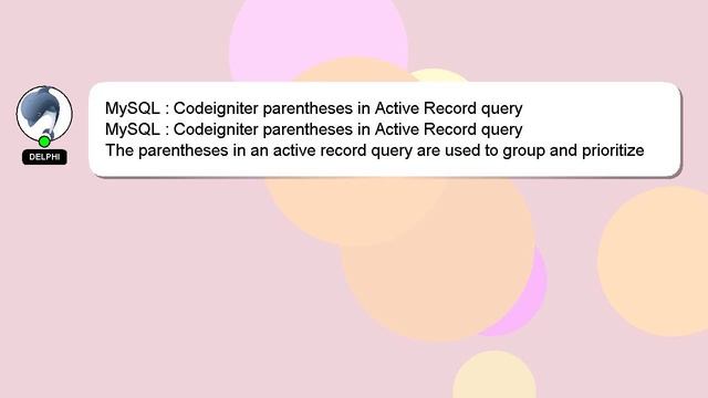 MySQL : Codeigniter parentheses in Active Record query смотреть онлайн
