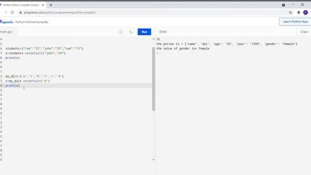 Python dictionaries | setdefault() Method смотреть онлайн