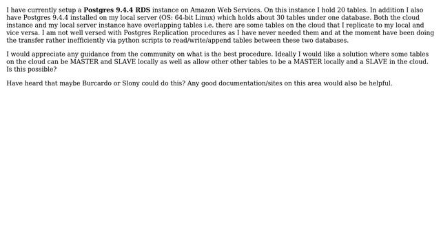 Databases: Replication of specific tables using Postgres 9.4.4 and Amazon Web Services смотреть онлайн