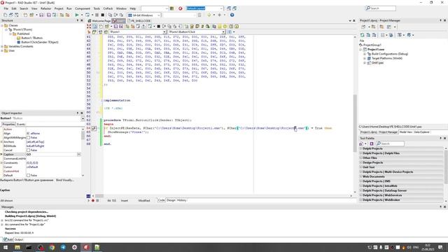 Delphi XE7 Writing shellcode to PE file x64 смотреть онлайн