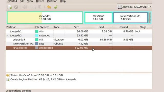 Using GParted in Ubuntu LiveCD смотреть онлайн