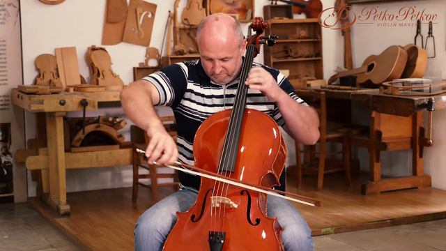 Violoncello handcrafted by the Bulgarian violin maker Petko Petkov.