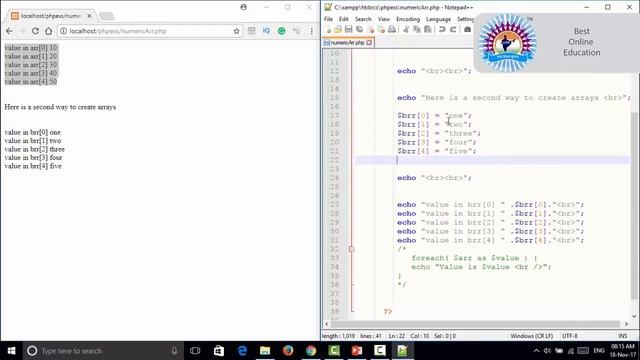 48 Numeric Array In PHP смотреть онлайн